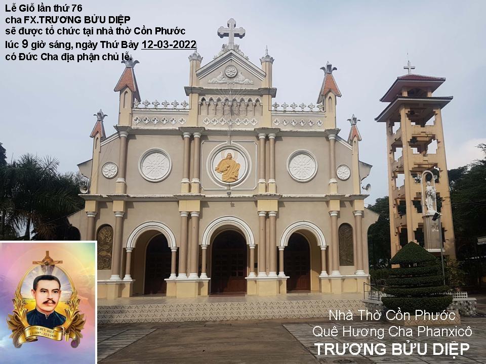 Ngày 12/03/2022 Lễ giỗ lần thứ 76 Cha Phanxicô Trương Bửu Diệp  tại Cồn Phước