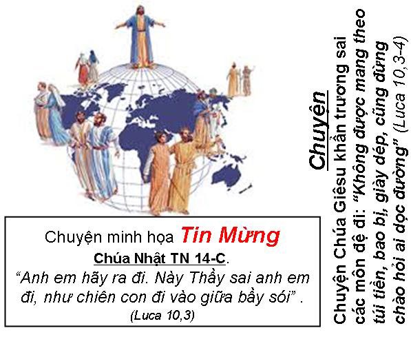 Chuyện minh họa Tin Mừng Chúa Nhật Bài 63 - TN 14-C:Chuyện Chúa Giêsu khẩn trương sai các môn đệ đi: Không được mang theo túi tiền, bao bị, giày dép.
